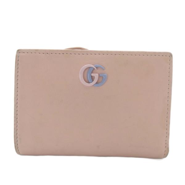 グッチ GUCCI ダブルG GGマーモント 財布 二つ折り バイカラー レザー ピンク ブルー 7...
