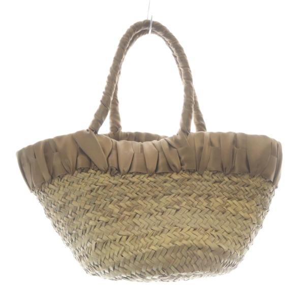 コニーアクセサリー CONNIE ACCESSORI フリルかごバッグ ハンドバッグ 茶色 ブラウン...