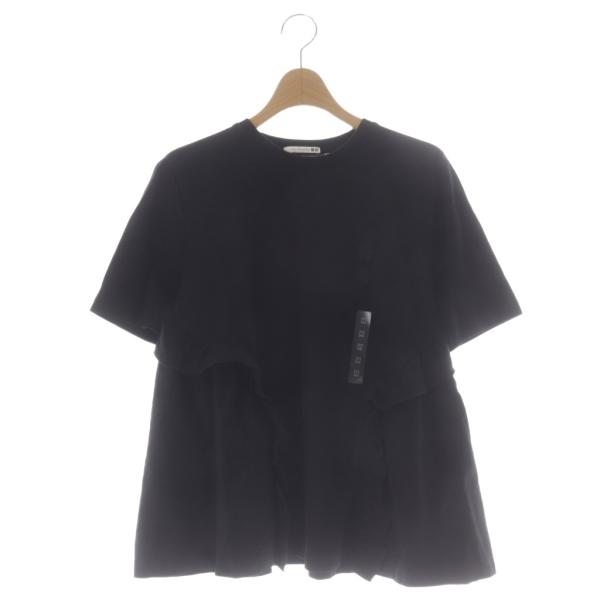 未使用品 ユニクロ UNIQLO セシリーバンセン フリルTシャツ 半袖 M 黒 ブラック /SR ...