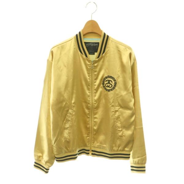ステューシー STUSSY SS-LINK スカジャン ジャケット ブルゾン S ゴールドカラー 黒...