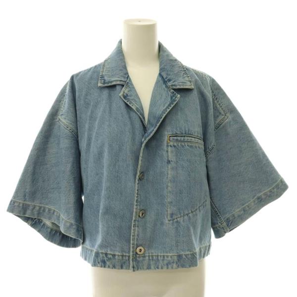 ボッテガヴェネタ BOTTEGA VENETA デニムシャツジャケット テーラード 七分袖 34 イ...