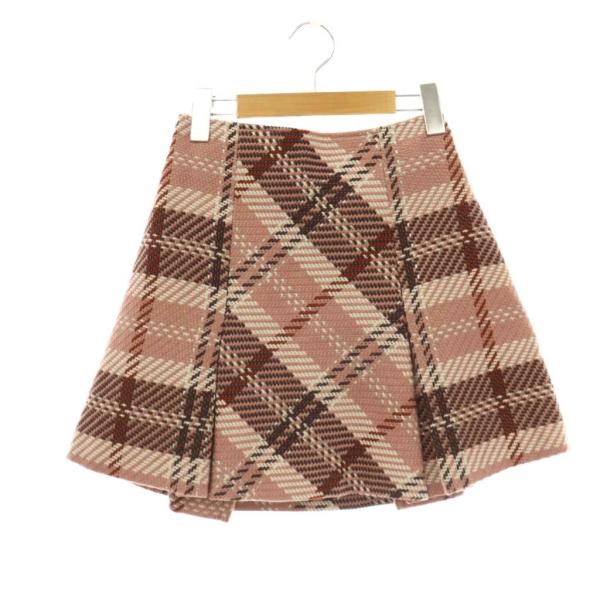 スナイデル SNIDEL 24AW ロービングチェックミニスカート フレア 0 ピンク マルチカラー...