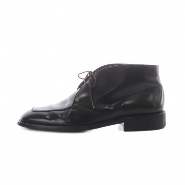 プラダ PRADA レザーチャッカブーツ シューズ レースアップ 7 黒 ブラック /RI ■OS ...