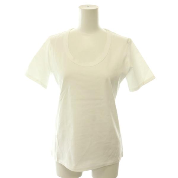 アニュアンス anuans シルクタッチコットンUネックTシャツ カットソー 半袖 S ホワイト /...