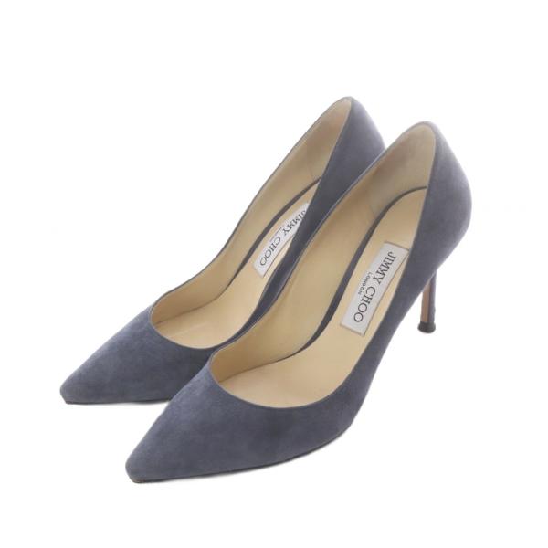 ジミーチュウ JIMMY CHOO ポインテッドトゥパンプス パンプス スエード レザー 38 グレ...
