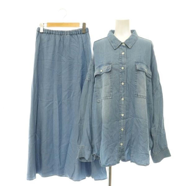 リヴドロワ RIVE DROITE 25SS ドレーピーデニムシャツ バイアススカート セットアップ...