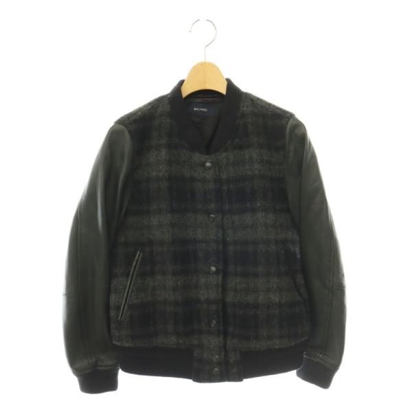 マカフィー MACPHEE トゥモローランド レザー モヘア ジャケット ブルゾン チェック 切替 ...