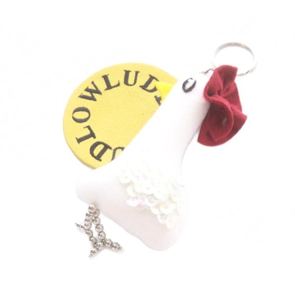 ラドロー LUDLOW Charm Rooster にわとり キーホルダー 白 ホワイト 黄色 イエ...