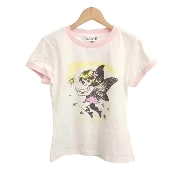 ガニー GANNI フェアリープリントの Baby Fit Tシャツ 半袖カットソー ホワイト /M...