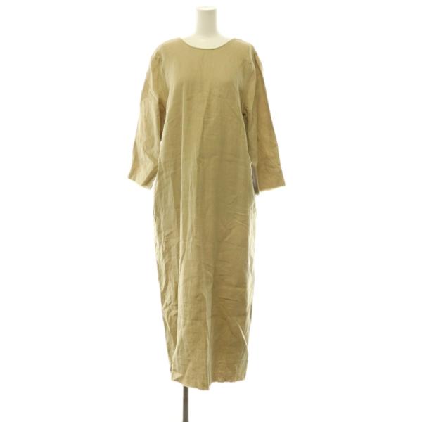 プラージュ Plage Vintage back V ドレス ワンピース ロング 長袖 リネン 38...