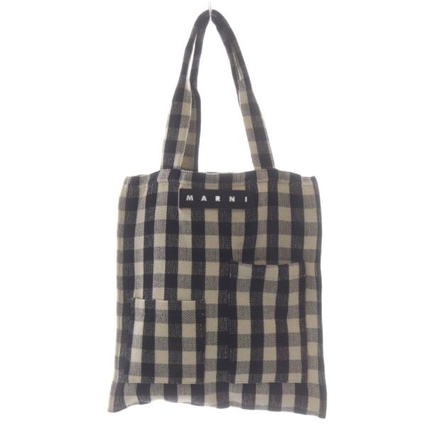 マルニ MARNI マーケット ポケットバッグ トートバッグ ギンガムチェック柄 ブラック ベージュ...