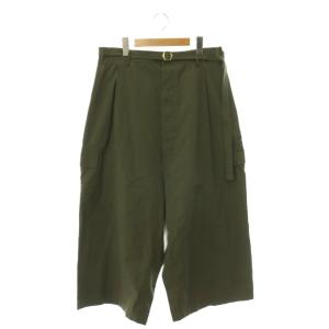 未使用品 ススリ SUSURI ドンキーパンツ ワイド 八分丈 ボタンフライ ベルト付き 4 カーキ 26-506 /HS ■OS ■SH メンズ レディース