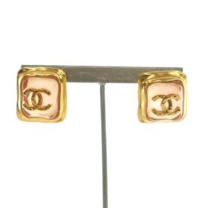 シャネル CHANEL L23C ココマーク スクエアピアス 両耳用 アクセサリー ジュエリー ロゴ バイカラー イエローゴールドカラー ピンク