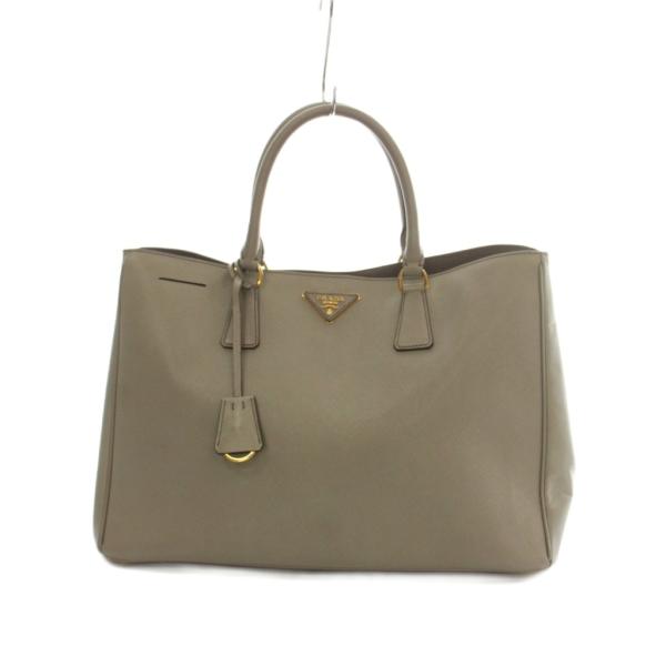 プラダ PRADA サフィアーノ ガレリア トートバッグ レザー グレー 茶 ブラウン /MI ■O...