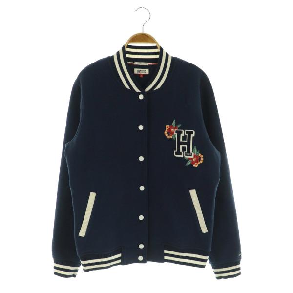 ヒルフィガーデニム HILFIGER DENIM ニットスタジャン ボンディング 刺繍 L ネイビー...