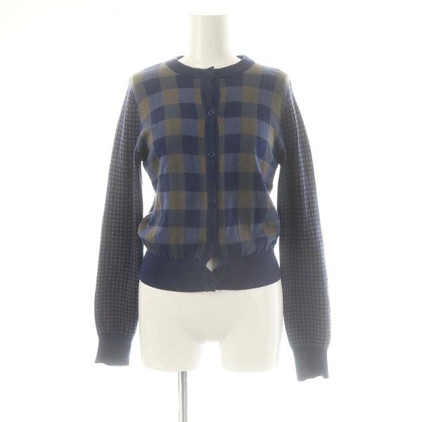 スライ SLY カーディガン チェック ニット 長袖 F ネイビー /HK ■OS ■GY39 ■A...