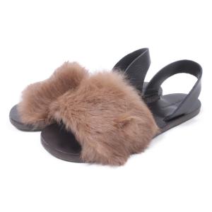 ファビオルスコーニ FABIO RUSCONI サンダル バックストラップ ファー 37 茶 ブラウ...