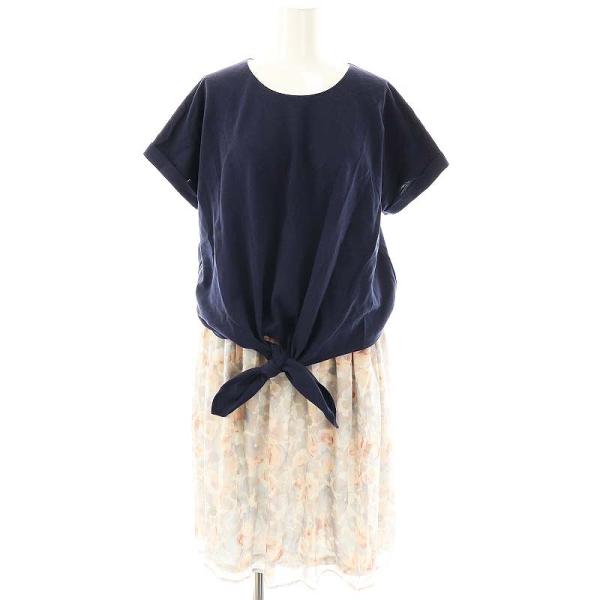 レスピレーション respiration pink label マタニティワンピース 半袖 M 紺 ...