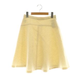 ミッシェルクラン MICHEL KLEIN フレアスカート ひざ丈 ボーダー 38 アイボリー /AT ■AX レディース