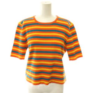 イヴサンローラン YVES SAINT LAURENT ボーダーリブニット カットソー 半袖 M マルチカラー /HK ■OS ■GY09 レディース