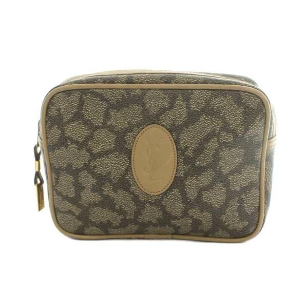 イヴサンローラン YVES SAINT LAURENT クラッチバッグ セカンドバッグ 総柄 茶 ブ...