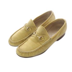 グッチ GUCCI ビットローファー シューズ スエードレザー 38 黄色 イエロー /RI ■OS ■GY09 ■OH レディース