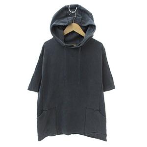 【中古】ナノユニバース nano universe ロイヤルパーム ROYALPALM パーカー プルオーバー 半袖 スウェット生地 M ダークグレー /NS16 メンズ 【ベクトル 古着】