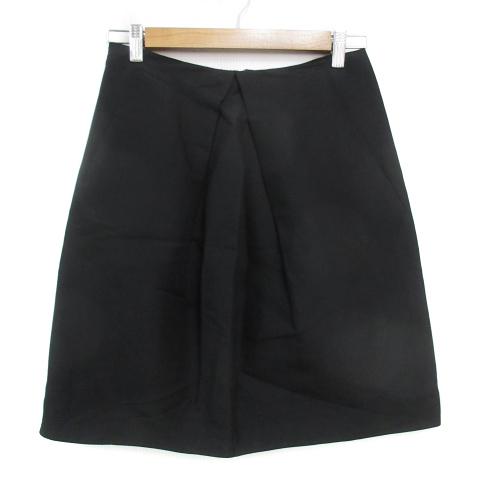 ボールジー BALLSEY トゥモローランド 台形スカート ひざ丈 無地 シルク混 38 黒 ブラッ...