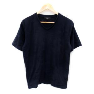 アズールバイマウジー AZUL by moussy Tシャツ カットソー 半袖 Vネック 迷彩柄 カモフラ柄 L 紺 ネイビー /SY32 メンズ｜vectorpremium