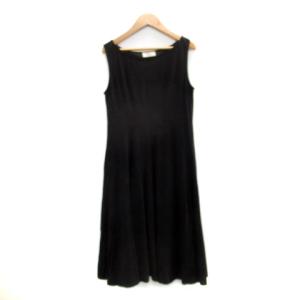 イランイラン YLANG YLANG ワンピース ノースリーブ ミモレ丈 ラウンドネック M ブラック 黒 /MS22 レディース