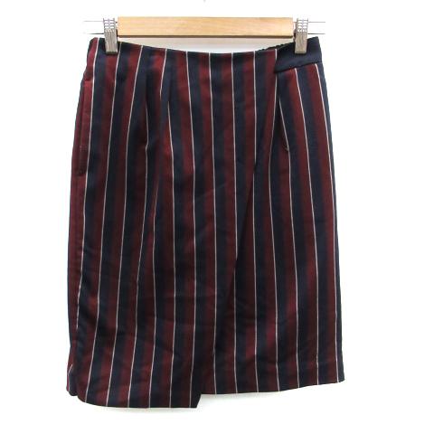 アーバンリサーチ URBAN RESEARCH フレアスカート ひざ丈 ストライプ柄 F 紺 ネイビ...
