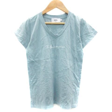 アズールバイマウジー AZUL by moussy Tシャツ カットソー 半袖 Vネック プリント ...