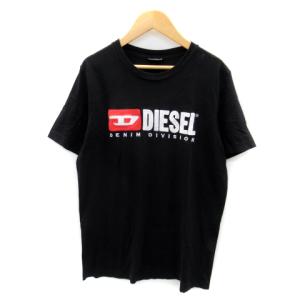 ディーゼル DIESEL Tシャツ カットソー 半袖 ラウンドネック ロゴ刺繍 黒 ブラック /SY1 レディース