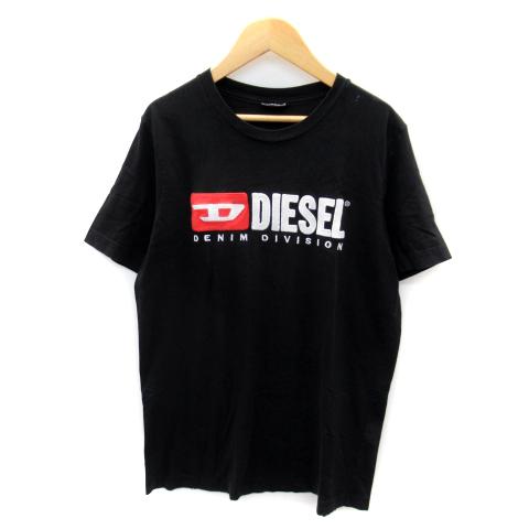 ディーゼル DIESEL Tシャツ カットソー 半袖 ラウンドネック ロゴ刺繍 黒 ブラック /SY...