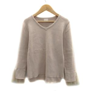 LACOSTE Vネックニット AF323E ロゴ 長袖 ウール ベージュ 36 LACOSTE - LACOSTE Vネックニット AF323E ロゴ 長袖 ウール ベージュ