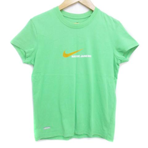 ナイキ NIKE Tシャツ カットソー 半袖 クルーネック ロゴプリント S 黄緑 ライトグリーン ...