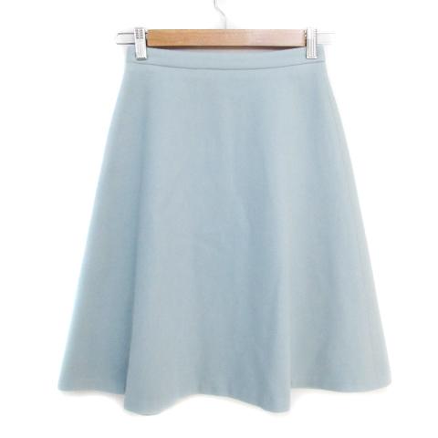 エムズセレクト m’s select フレアスカート ミモレ丈 ウール 無地 34 水色 ライトブル...