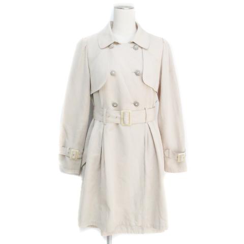 アプワイザーリッシェ トレンチコート スプリングコート ロング丈 ラウンドカラー ダブルボタン ベル...