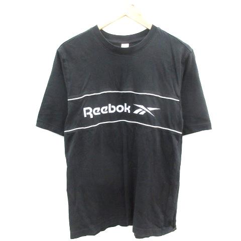 リーボック Reebok Tシャツ カットソー 半袖 クルーネック ロゴプリント M ブラック 黒 ...