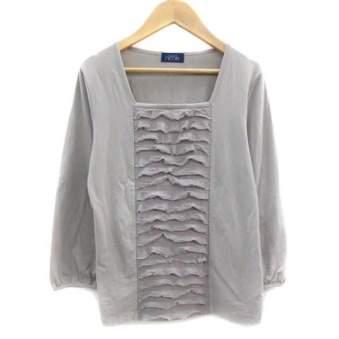 ブティックニコル boutique NICOLE カットソー 七分袖 スクエアネック フリル F グ...