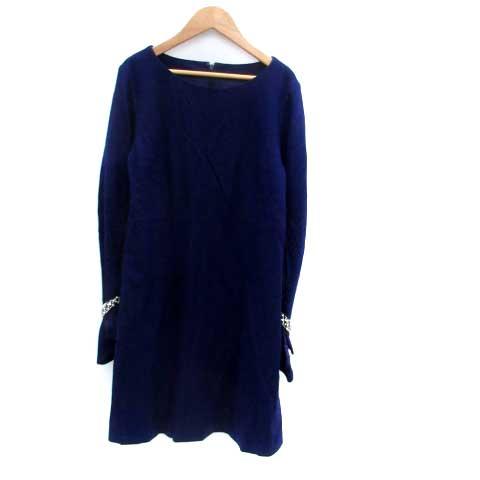 プライドインターナショナルデザイン PRIDE ワンピース ラウンドネック 長袖 ひざ丈 ラインスト...