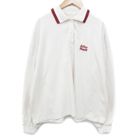 ナイスクラップ NICE CLAUP ポロシャツ 長袖 ポロカラー ロゴ刺? ライン F アイボリー...