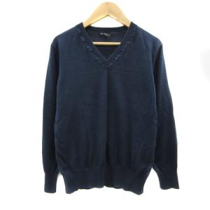23区 オンワード樫山 ニット カットソー 長袖 Vネック 無地 38 紺