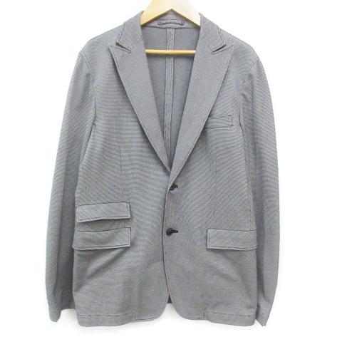 デザインワークス テーラードジャケット ミドル丈 シングルボタン 千鳥格子柄 大きいサイズ 46 白...