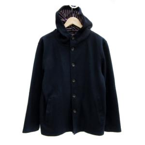 パパス Papas ロングダッフルコート 木製トグル ネイビー サイズM