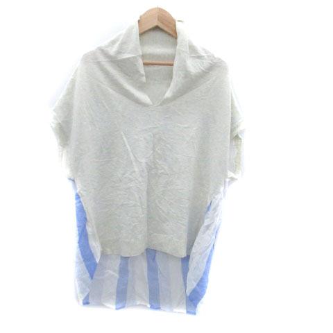 ブージュルード Bou Jeloud ニット カットソー Vネック フレンチスリーブ ストライプ柄 ...