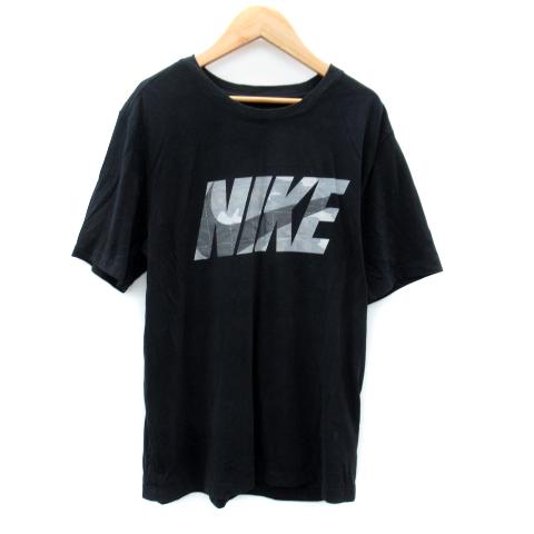 ナイキ NIKE Tシャツ カットソー 半袖 ラウンドネック ロゴプリント M 黒 ブラック /SY...