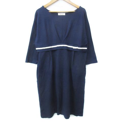 Milk tea マタニティウェア 授乳服 フレアワンピース ひざ丈 七分袖 ラウンドネック 切替 ...