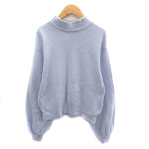ダブルクローゼット w closet ニット セーター 長袖 ハイネック ウール混 F ライトブルー /YK34 レディース