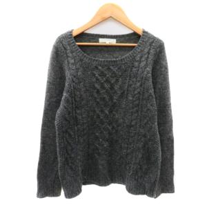 グローブ grove ニット セーター 長袖 ラウンドネック ケーブル編み M グレー /YK41 レディース